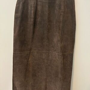 Savannah Dark Brown Leather Pencil Skirt